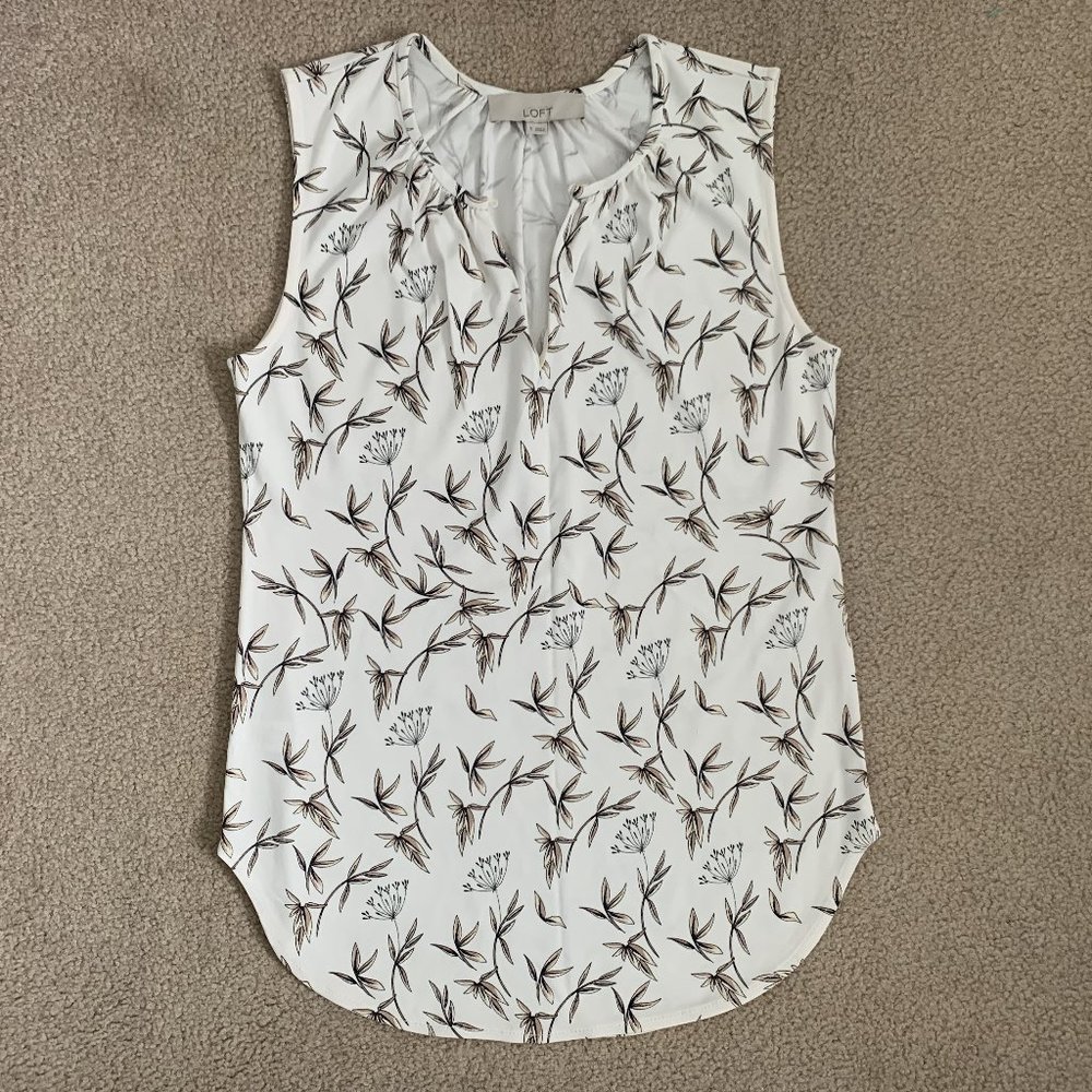 Ann Taylor Loft Leaf Print Sleeveless Blouse